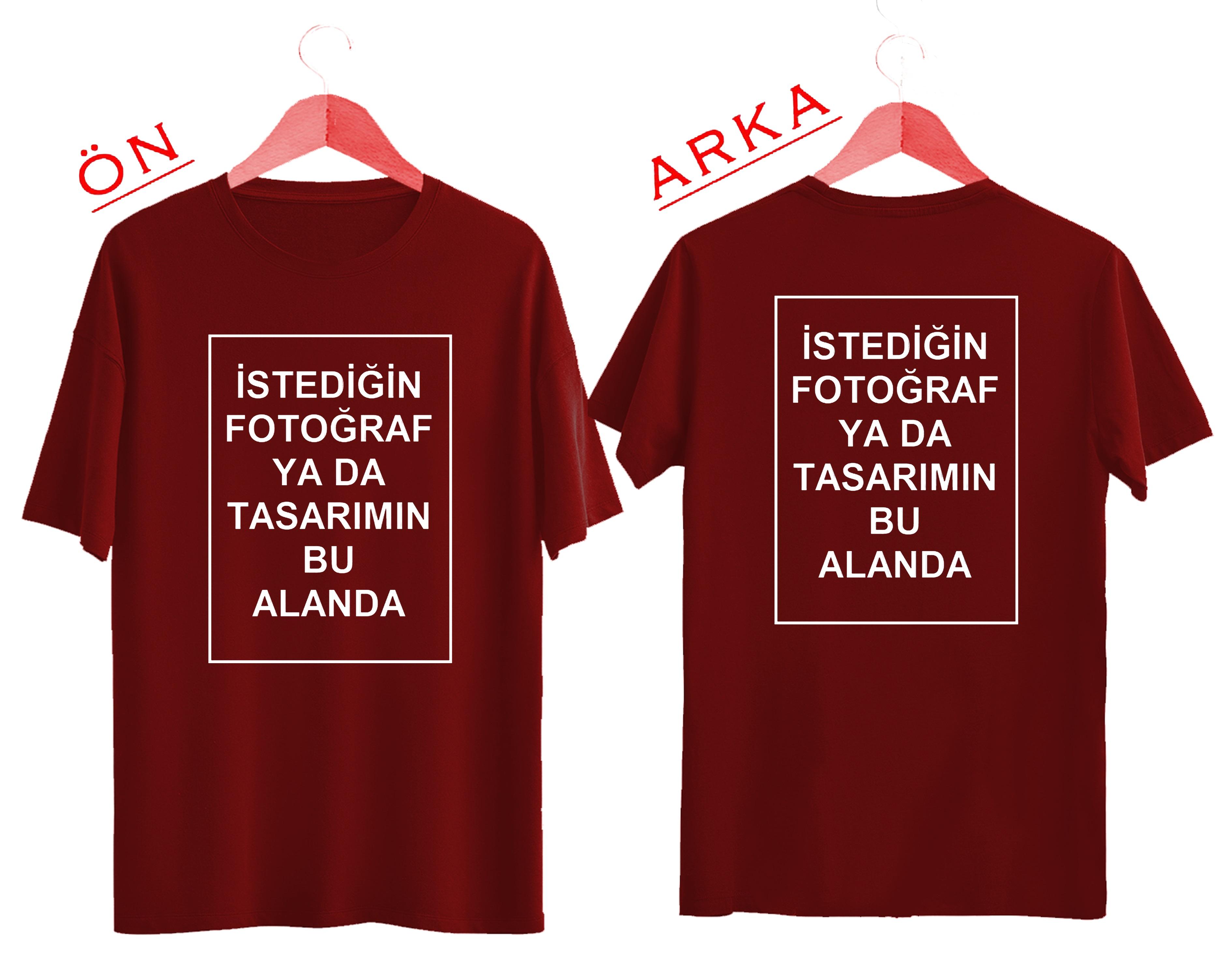 Kendin Tasarla Kişiye Özel Baskılı T-shirt Bordo