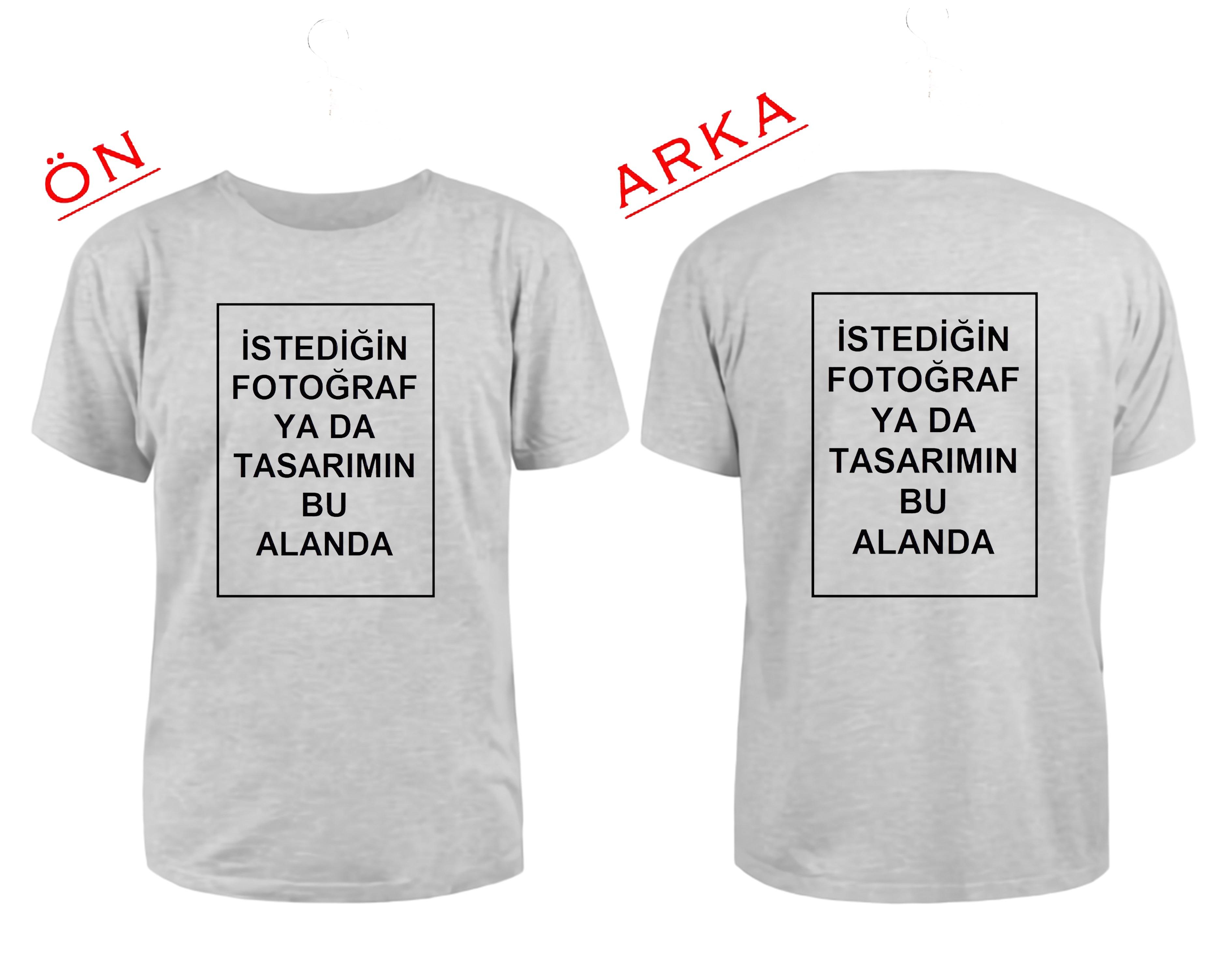 Kendin Tasarla Kişiye Özel Baskılı T-shirt Gri