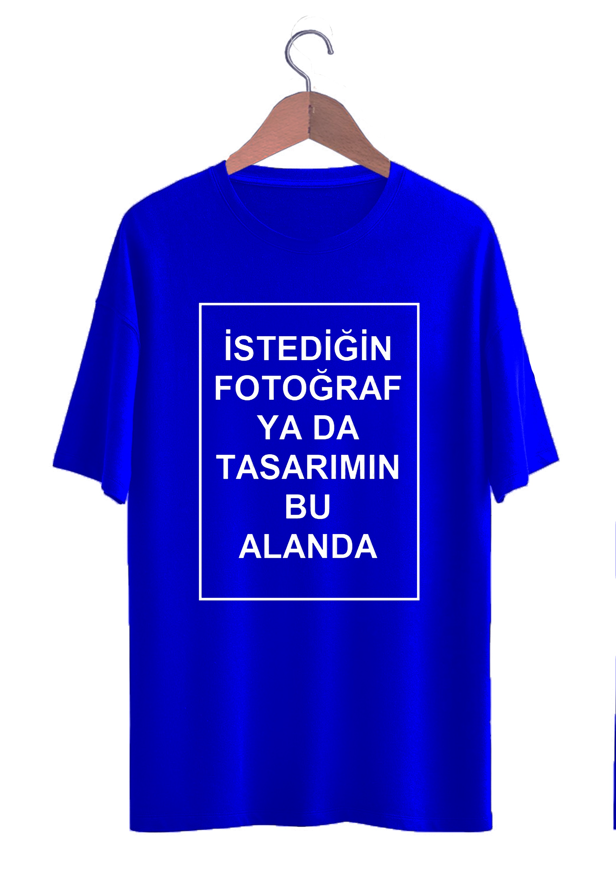 Kendin Tasarla Kişiye Özel Baskılı T-shirt Mavi