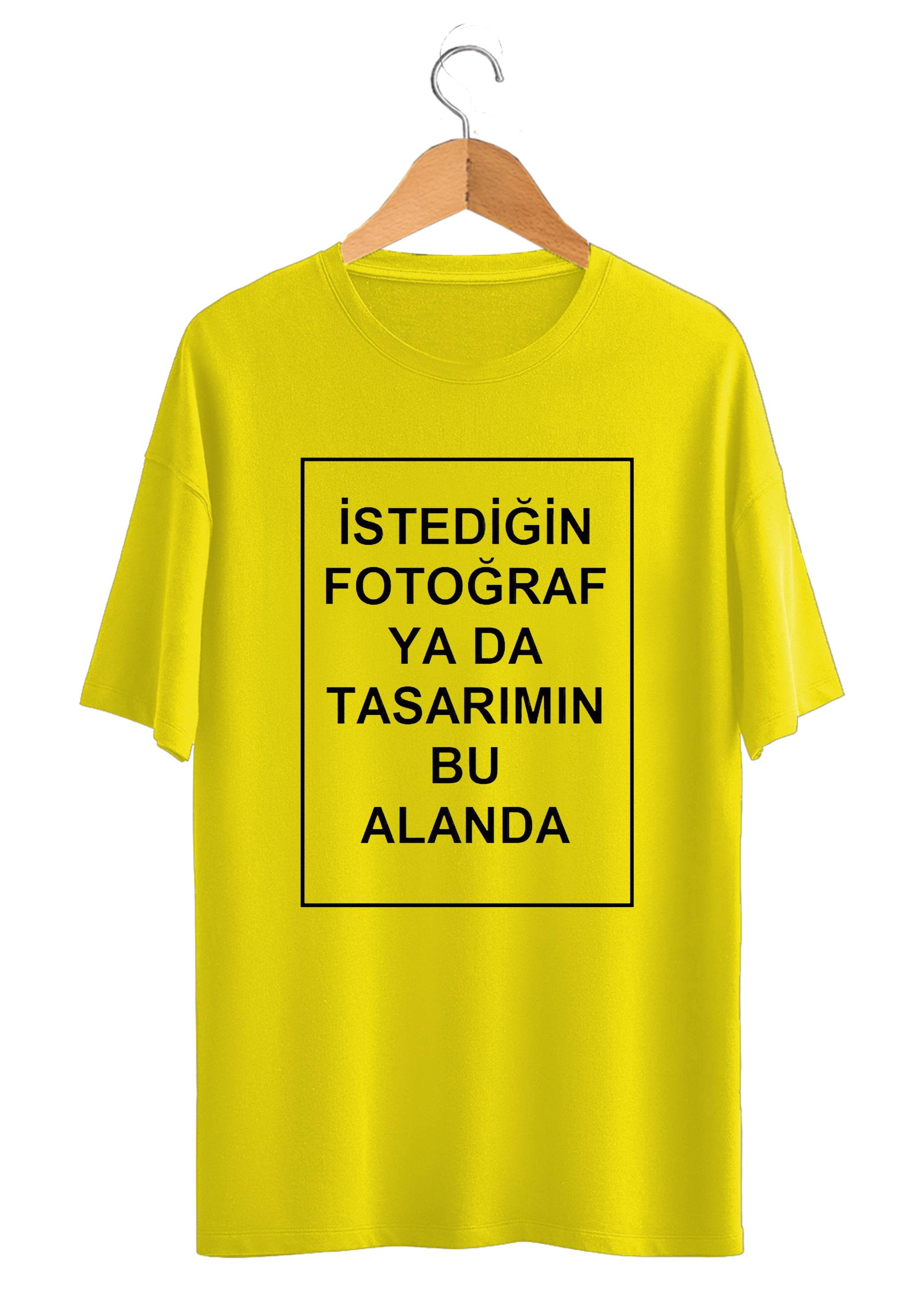 Kendin Tasarla Kişiye Özel Baskılı T-shirt Sarı