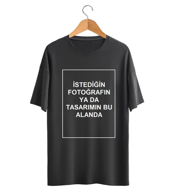Kendin Tasarla Kişiye Özel Baskılı T-shirt Siyah