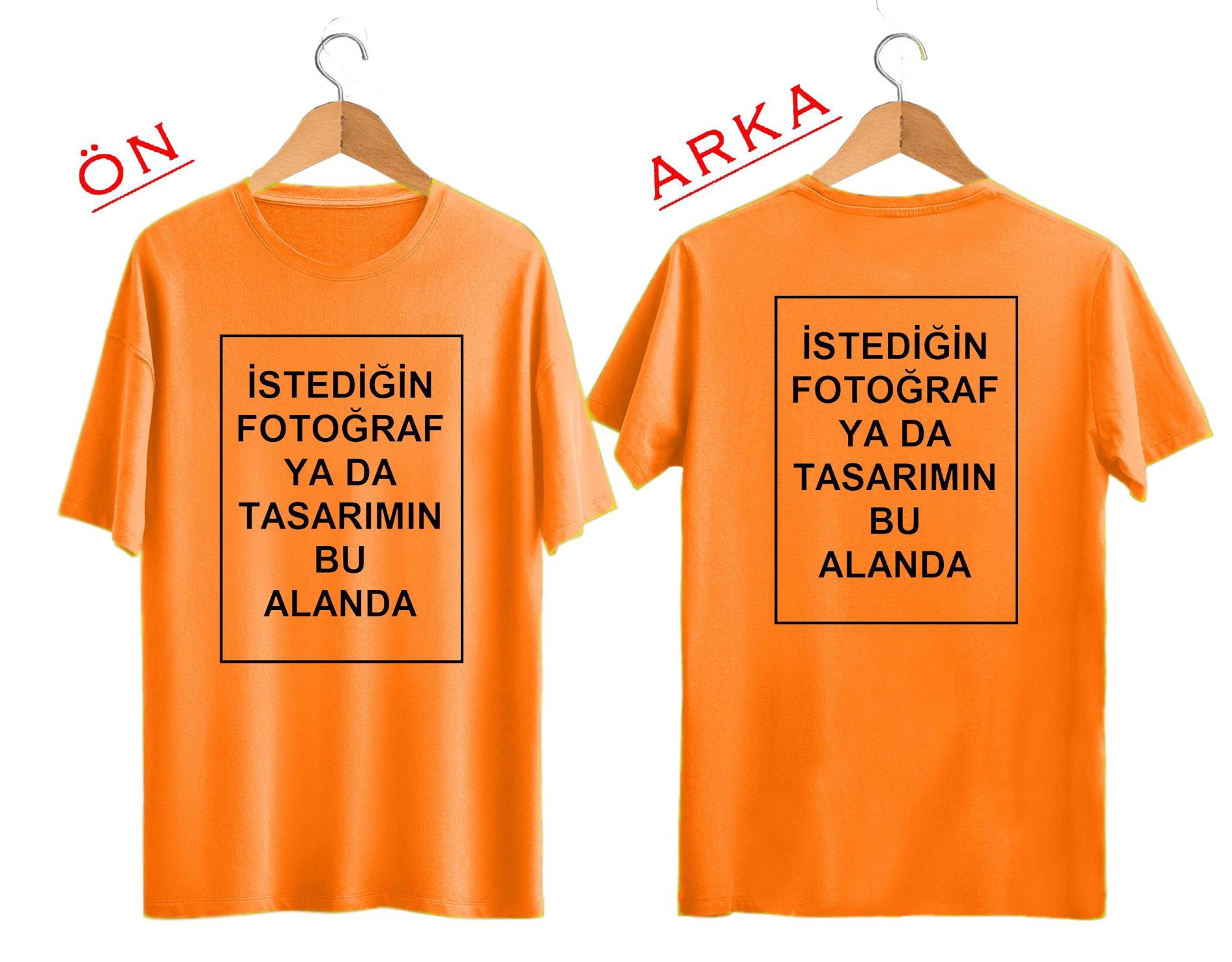 Kendin Tasarla Kişiye Özel Baskılı T-shirt Turuncu